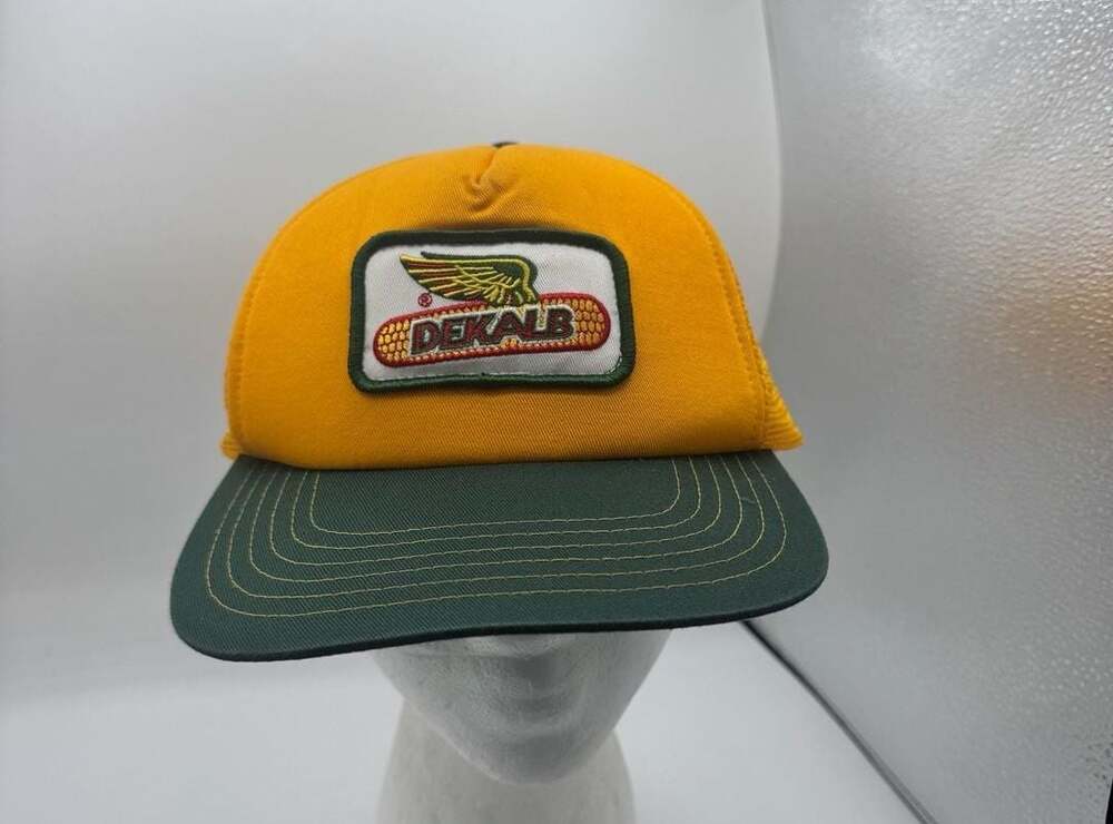Dekalb Trucker Hat Yellow Green Snapback Patch